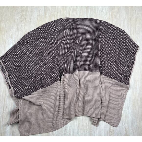 NWT LC Lauren Conrad Poncho Sweater Shrug Colorblock Boho Pom Pom Tie Front OS - Picture 9 of 12